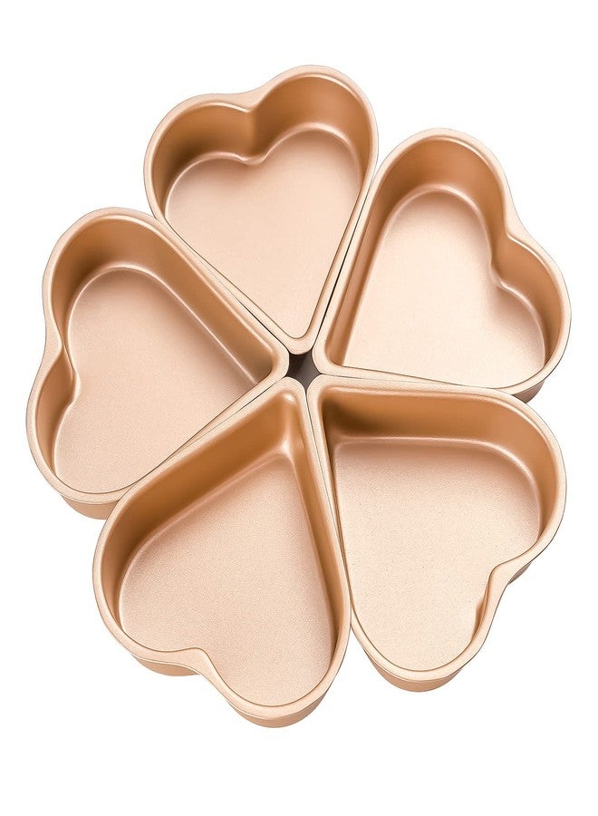Yomvzake 5 Pack Mini Heart Shaped Cake Pan, Small Heart Brownie Muffin Cupcake Molds Mini Cake Tin Tray for Baking - Image 1