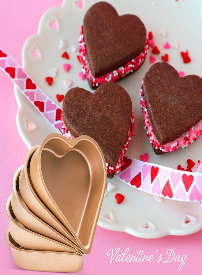 Yomvzake 5 Pack Mini Heart Shaped Cake Pan, Small Heart Brownie Muffin Cupcake Molds Mini Cake Tin Tray for Baking - Image 5