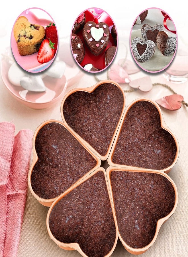 Yomvzake 5 Pack Mini Heart Shaped Cake Pan, Small Heart Brownie Muffin Cupcake Molds Mini Cake Tin Tray for Baking - Image 3