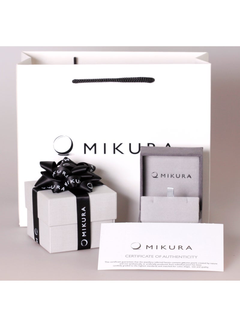 MIKURA Pendant Chain+Earring Set, Freshwater Pearls, C Quality, Natural Multi Color, 15.5-15.0MM, Palladium+18KW  - Image 4