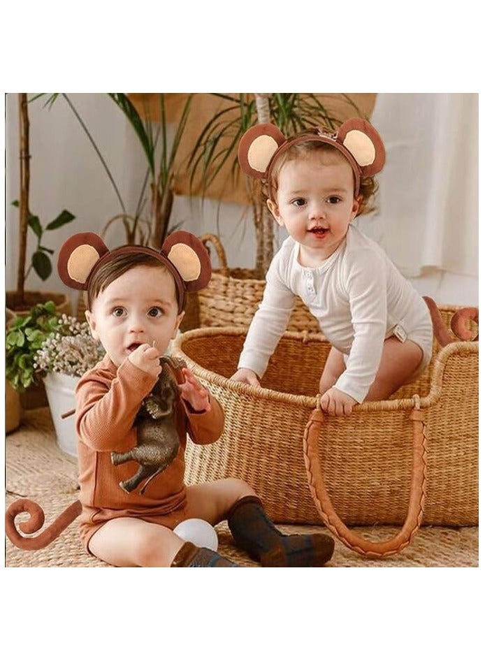 Loquat Jungle Animals Costume Kids Farm Animals Headband Ears And Tail Animals Party Supplies Animals Party Favors Birthday Decoration - Image 3
