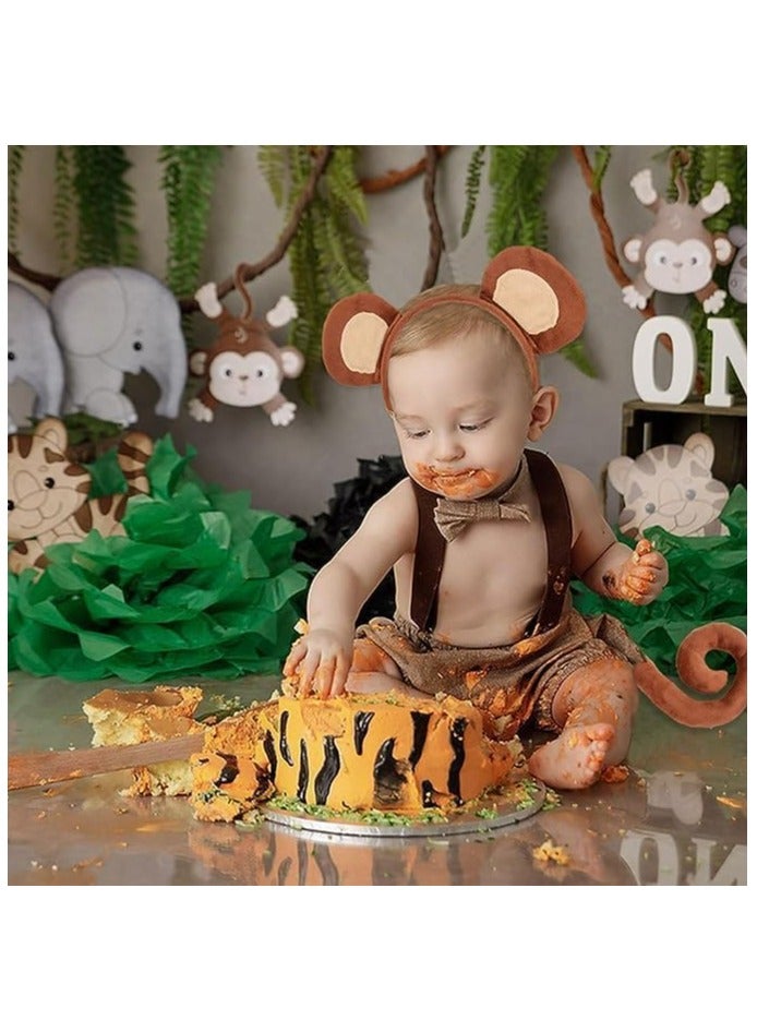 Loquat Jungle Animals Costume Kids Farm Animals Headband Ears And Tail Animals Party Supplies Animals Party Favors Birthday Decoration - Image 2