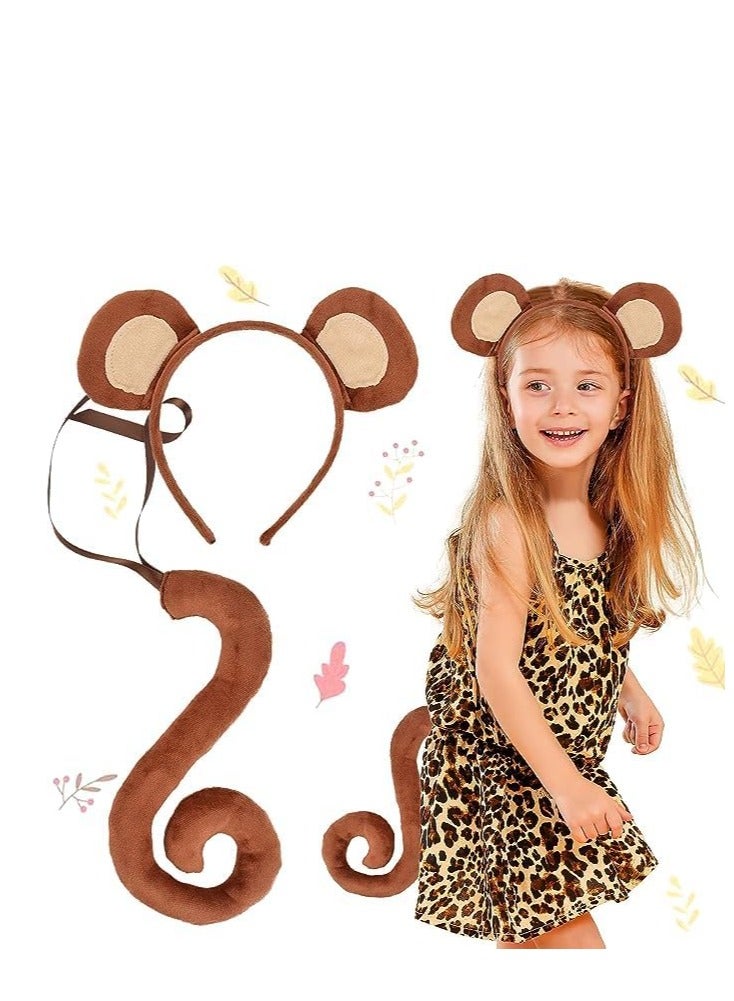 Loquat Jungle Animals Costume Kids Farm Animals Headband Ears And Tail Animals Party Supplies Animals Party Favors Birthday Decoration - Image 1