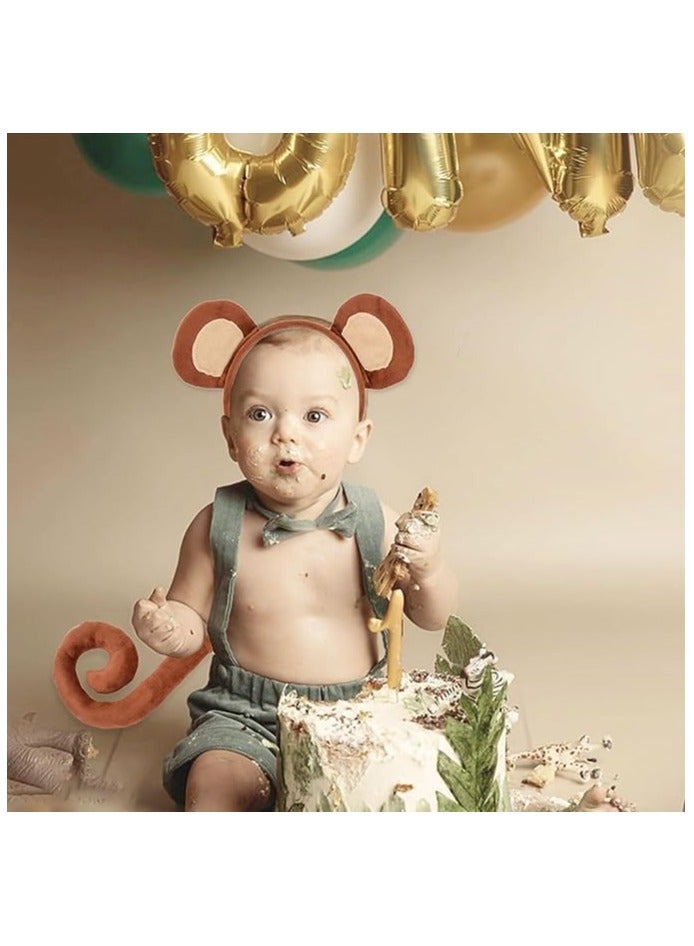 Loquat Jungle Animals Costume Kids Farm Animals Headband Ears And Tail Animals Party Supplies Animals Party Favors Birthday Decoration - Image 4