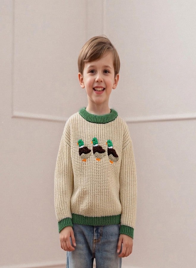 Muspeczenith Toddler Baby Boy Knit Sweater Mallard Duck Long Sleeve Knitted Sweatshirt Warm Fall Winter Hunting Clothes (Multicolor, 18-24 Months) - Image 3