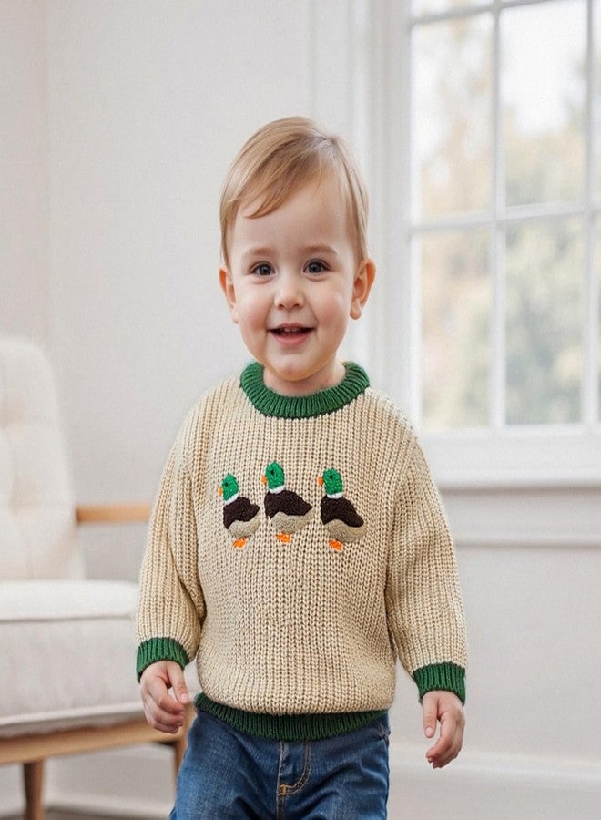 Muspeczenith Toddler Baby Boy Knit Sweater Mallard Duck Long Sleeve Knitted Sweatshirt Warm Fall Winter Hunting Clothes (Multicolor, 18-24 Months) - Image 5