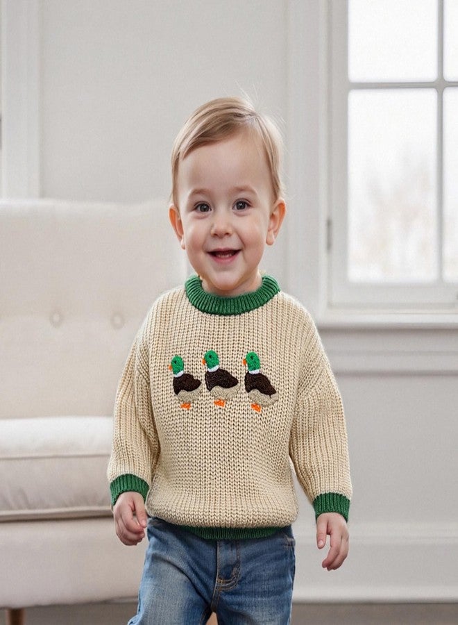 Muspeczenith Toddler Baby Boy Knit Sweater Mallard Duck Long Sleeve Knitted Sweatshirt Warm Fall Winter Hunting Clothes (Multicolor, 18-24 Months) - Image 2