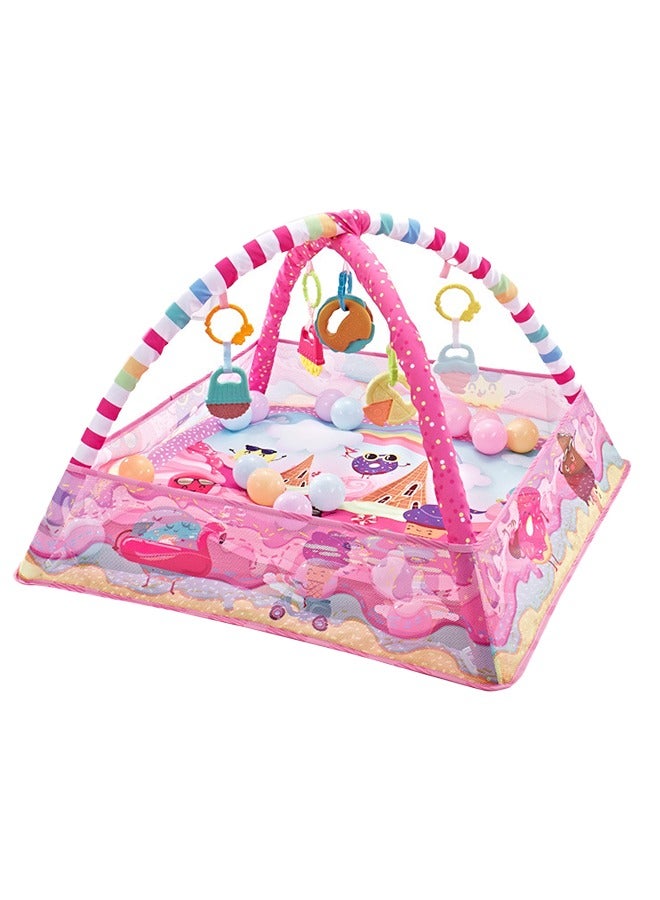 Baby Play Gym,Soft Baby Play Mat with 5 Hanging Toys and 18 Ocean Balls,Activity Playmat Gym Toy for 0-36 Months - Image 1