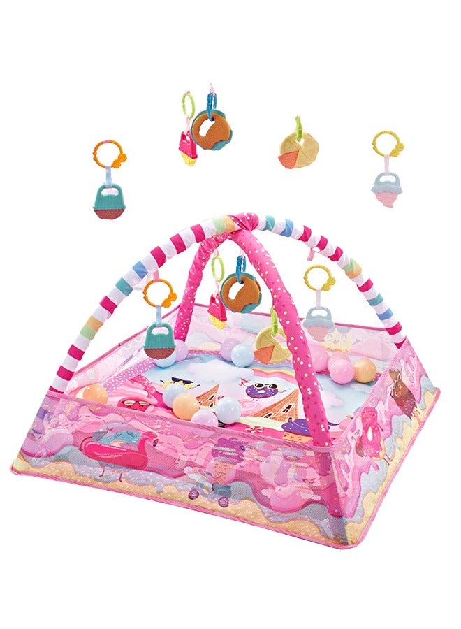 Baby Play Gym,Soft Baby Play Mat with 5 Hanging Toys and 18 Ocean Balls,Activity Playmat Gym Toy for 0-36 Months - Image 2