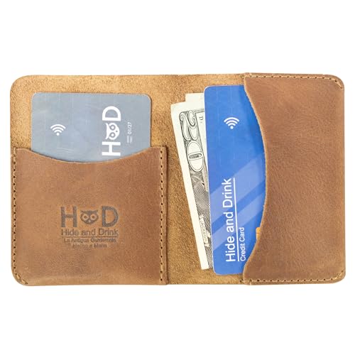 Hide & Drink, Bifold Card Holder Handmade from Full Grain Leather, Credit Card Storage, Money Organizer, Cash Case, Minimalist Wallet :: Single Malt Mahogany - Image 2