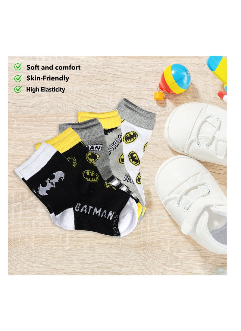 Warner Bros The Warner bros Batman Socks, Ankle Crew Socks for Kids (2 to 4 Years), Pack of 5 socks  - Image 3