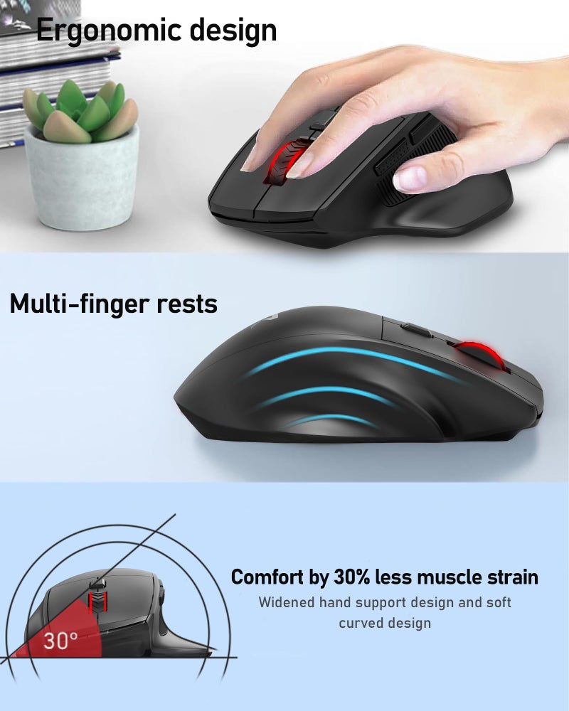 Redragon Big Wireless Mouse for Medium to Large Hands, 2.4GHz Ergonomic Computer Mouse, 6 Buttons, 4000 DPI, Full Sized USB Optical Mouse for Laptop, PC, Chromebook - Image 3