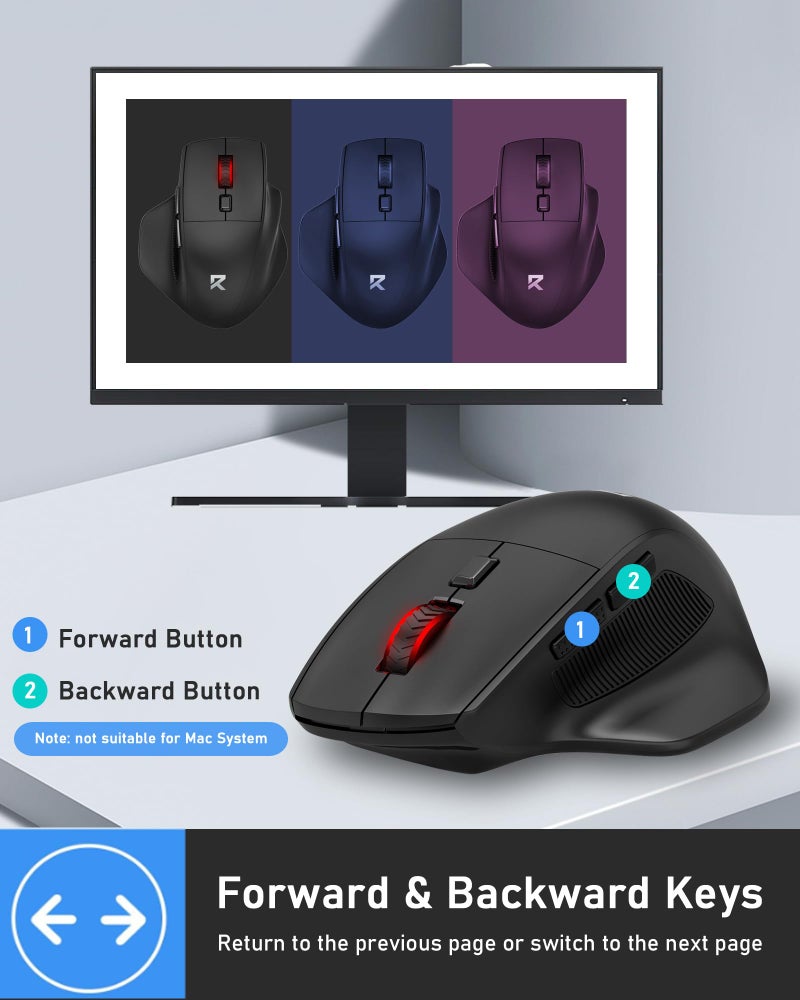 Redragon Big Wireless Mouse for Medium to Large Hands, 2.4GHz Ergonomic Computer Mouse, 6 Buttons, 4000 DPI, Full Sized USB Optical Mouse for Laptop, PC, Chromebook - Image 5