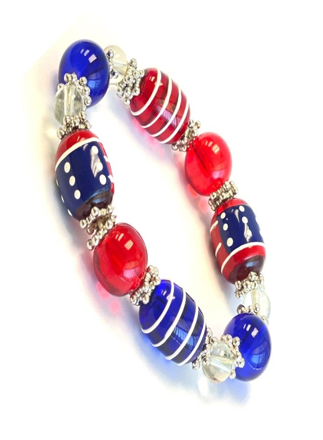 fiona USA Bracelet, Red White Blue Americana Beaded Bracelet, 4th Of July Bracelets For Women, Brithday Christmas Gift, 1 pc - Image 1