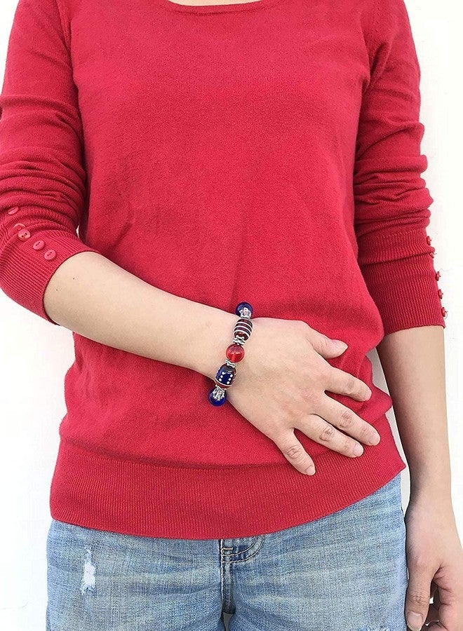 fiona USA Bracelet, Red White Blue Americana Beaded Bracelet, 4th Of July Bracelets For Women, Brithday Christmas Gift, 1 pc - Image 2