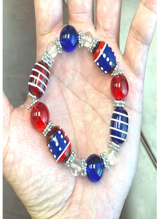 fiona USA Bracelet, Red White Blue Americana Beaded Bracelet, 4th Of July Bracelets For Women, Brithday Christmas Gift, 1 pc - Image 4