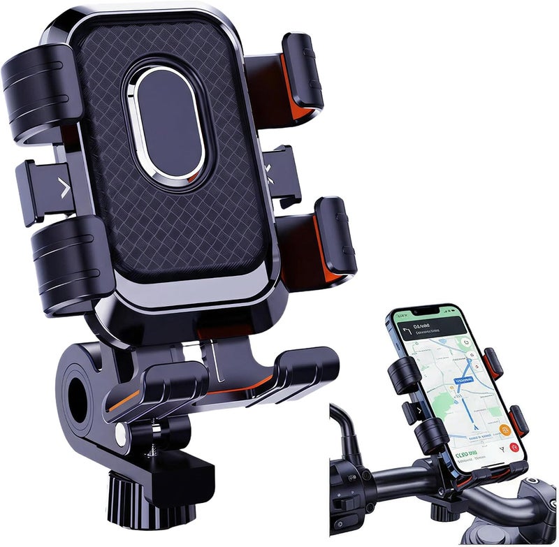 ToolHouse Motorcycle Phone Holder – Handlebar Mount for Motorbike, Electric and Bicycle – Anti Vibration Shockproof Cell Phone Clamp – 360 Degree Rotatable Navigation Stand Compatible with Smartphones - Image 1
