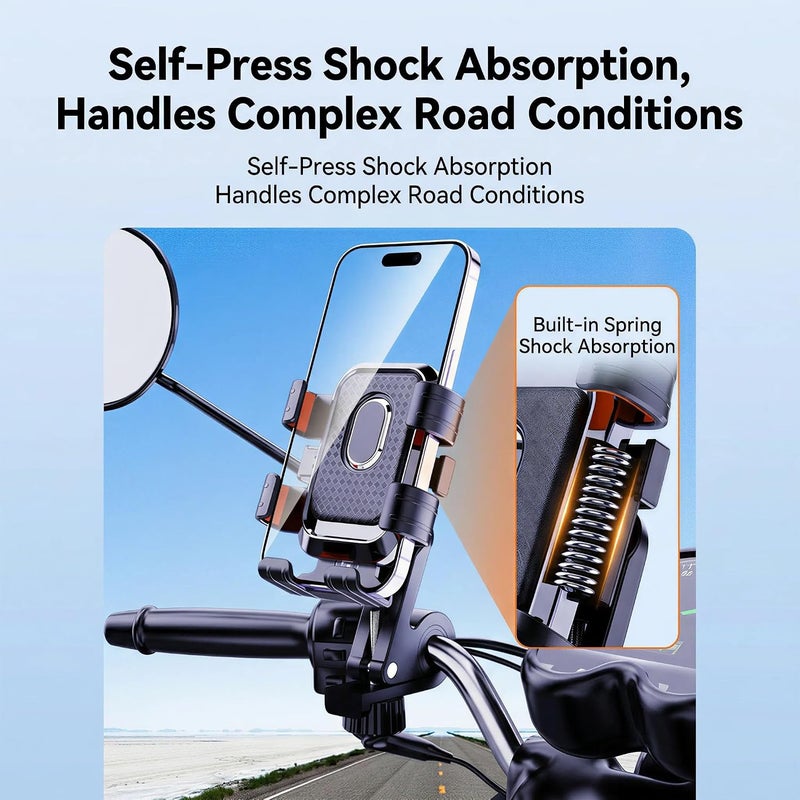 ToolHouse Motorcycle Phone Holder – Handlebar Mount for Motorbike, Electric and Bicycle – Anti Vibration Shockproof Cell Phone Clamp – 360 Degree Rotatable Navigation Stand Compatible with Smartphones - Image 5