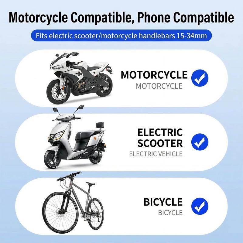ToolHouse Motorcycle Phone Holder – Handlebar Mount for Motorbike, Electric and Bicycle – Anti Vibration Shockproof Cell Phone Clamp – 360 Degree Rotatable Navigation Stand Compatible with Smartphones - Image 3