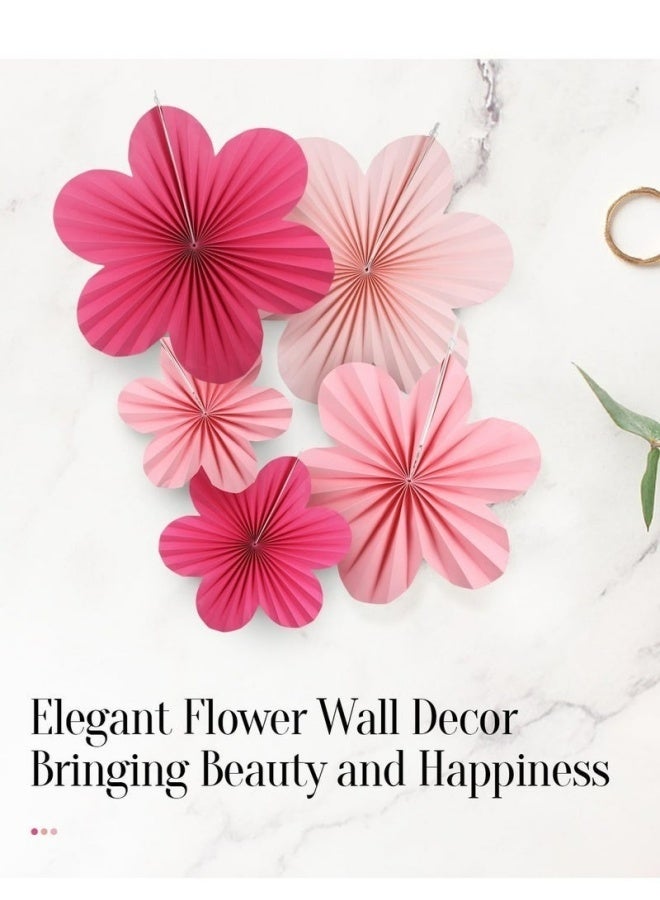 9PCS Paper Decorations Paper Flowers Fans Pom Poms Floral Backdrop Hanging Flowers Wall Decor For Weddings Birthdays Baby Shower Spring Tea Party Home Event Decor - Image 4