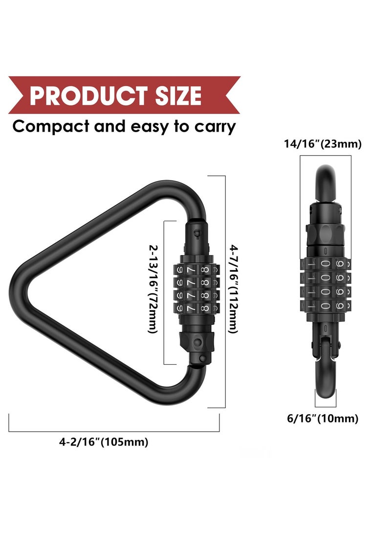 SYOSI Combination Locks, Heavy Duty Carabiner Clip, 4-Digit Triangles-Shaped Code Combo Lock for Looped Bike Security Cable Lock, Suitcase Luggage, Travel Baggage Backpack Lock (1, Black)  - Image 4