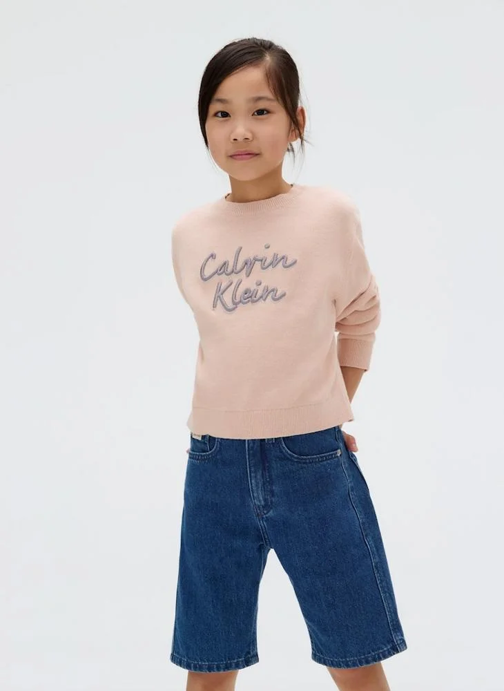 كالفن كلاين جينز Kids Logo Metallic Intersia Sweatshirts