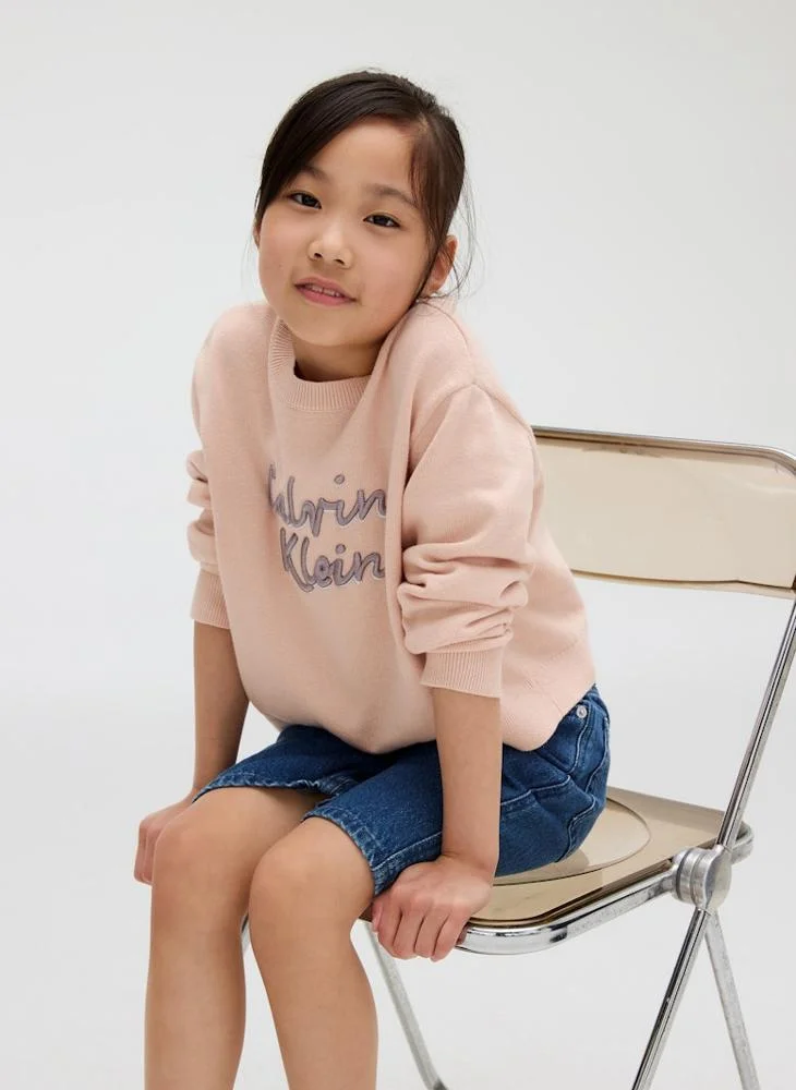 Calvin Klein Jeans Kids Logo Metallic Intersia Sweatshirts
