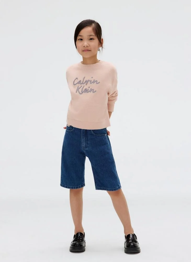 Calvin Klein Jeans Kids Logo Metallic Intersia Sweatshirts
