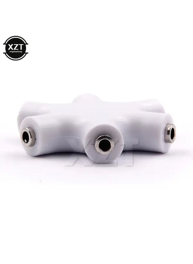 6 في 1 محول صوتي مقسم مقبس 3.5 مم مفتاح محدد حر التشغيل بالقابس الأبيض - Image 4