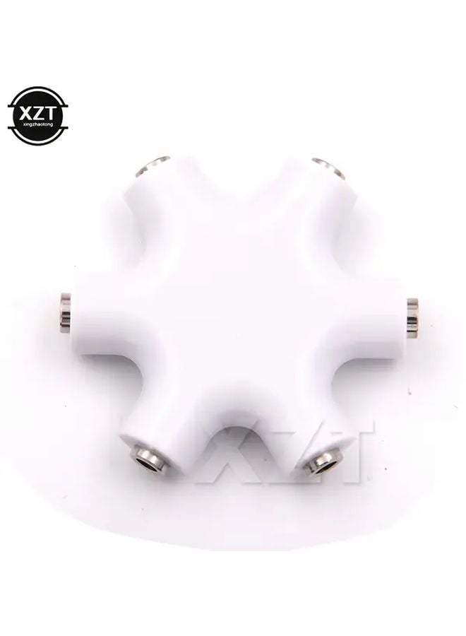 6 في 1 محول صوتي مقسم مقبس 3.5 مم مفتاح محدد حر التشغيل بالقابس الأبيض - Image 1