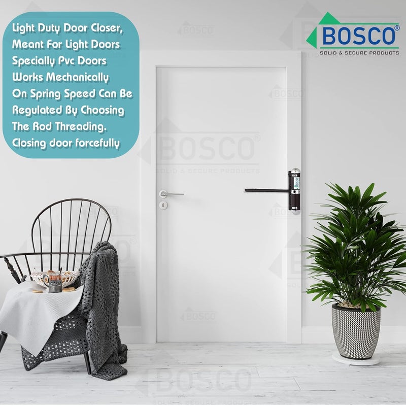 Bosco Iron Body Hydraulic Door Closer Pack of 2 – 6 Inch Capsule Design, Adjustable Double Speed Self-Closing System, Powder-Coated Finish for PVC, Wooden & Light-Duty Doors (Grey) - Image 4