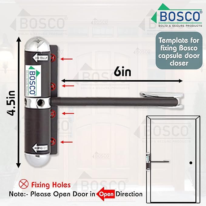 Bosco Iron Body Hydraulic Door Closer Pack of 2 – 6 Inch Capsule Design, Adjustable Double Speed Self-Closing System, Powder-Coated Finish for PVC, Wooden & Light-Duty Doors (Grey) - Image 1