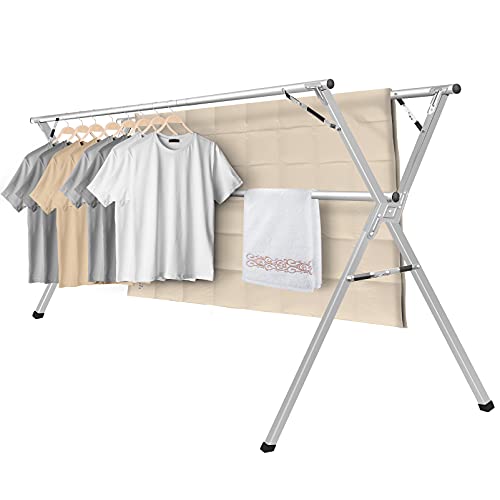 Sarahipe Sillars Clothes Drying Rack 945 inches Laundry Drying Rack Clothing Foldable  Collapsible Stainless Steel Heavy Duty Clothing Drying Rack with Windproof Hooks for Indoor Outdoor
