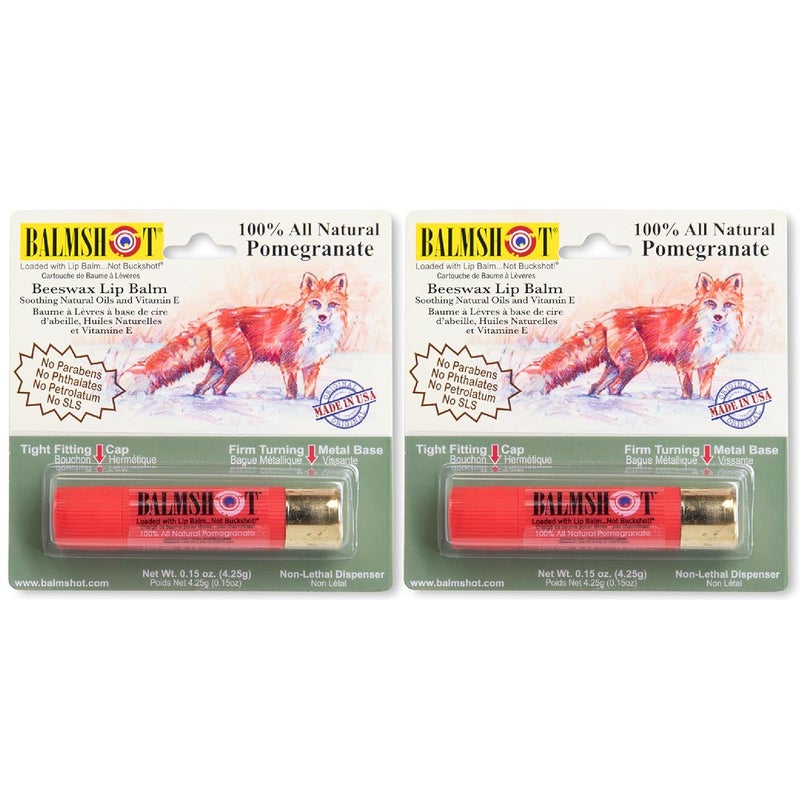 BALMSHOT Two Pack of 100 Natural Organic Pomegranate Lip Balm
