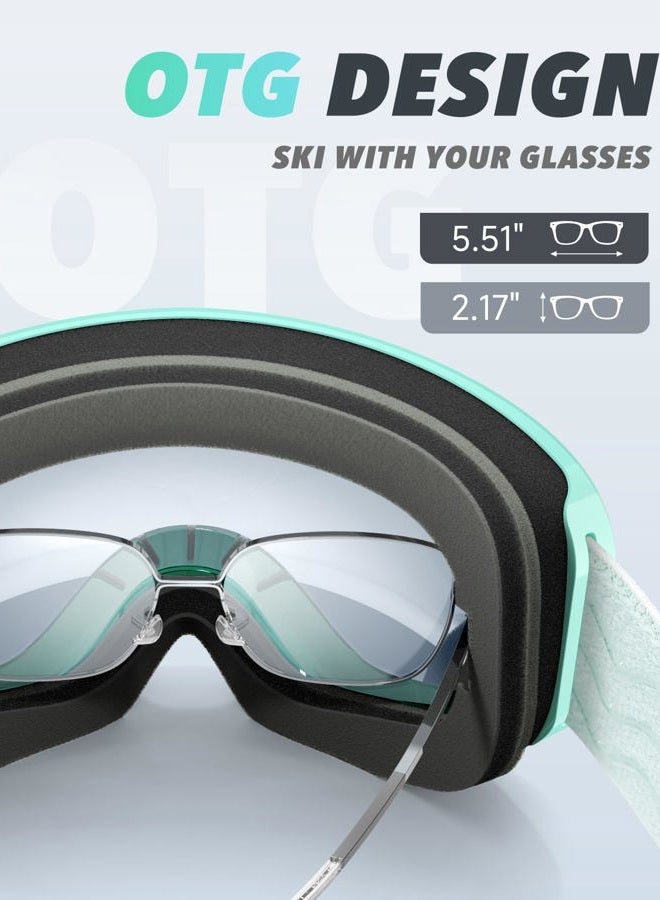 RIOROO Ski Goggles Snowboard Goggles for Men Women Adults Youth,Over Glasses OTG/100% UV Protection/Anti-fog/Wide Vision - Image 5
