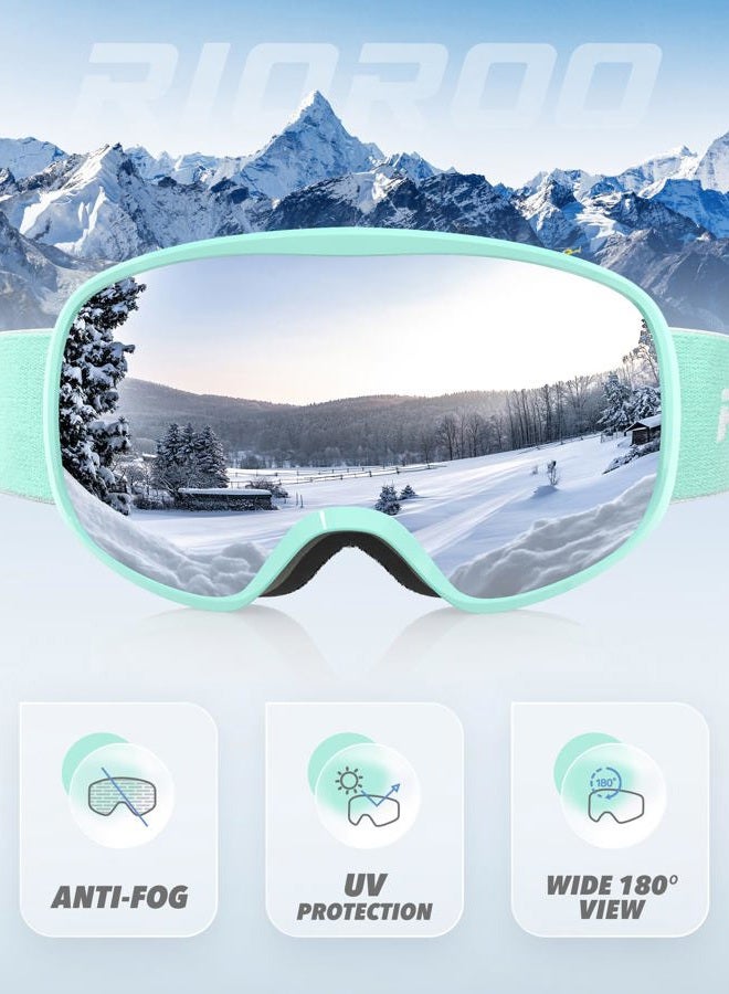 RIOROO Ski Goggles Snowboard Goggles for Men Women Adults Youth,Over Glasses OTG/100% UV Protection/Anti-fog/Wide Vision - Image 3