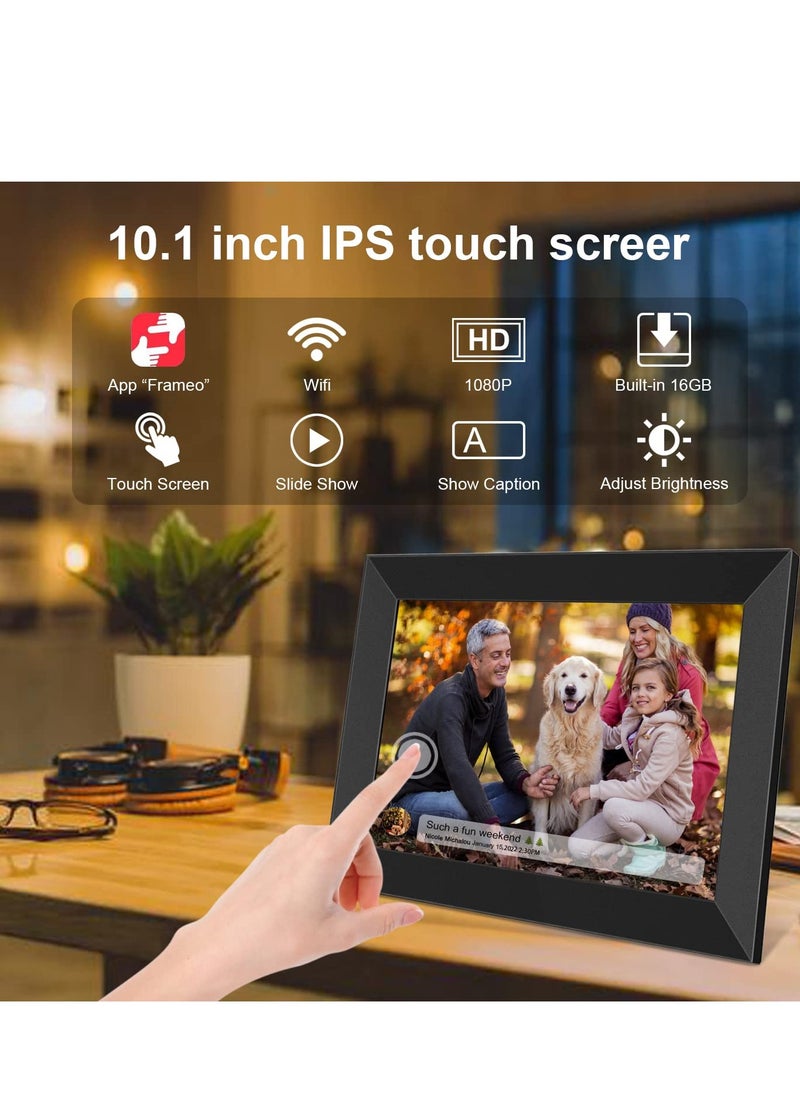 10.1 Inch Smart WiFi Digital Photo Frame 1280x800 IPS LCD Touch Screen, Auto-Rotate Portrait and Landscape, Built in 16GB Memory, Share Moments Instantly via Frameo App from Anywhere