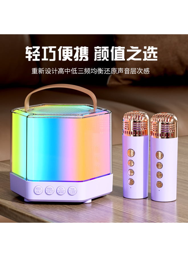 نيوترل ميكروفون بلوتوث كاريوكي متكامل مع إضاءة K12k30، ميكروفون منفصل للاستخدام الخارجي، مجموعة KTV للأطفال والعائلات - Image 1