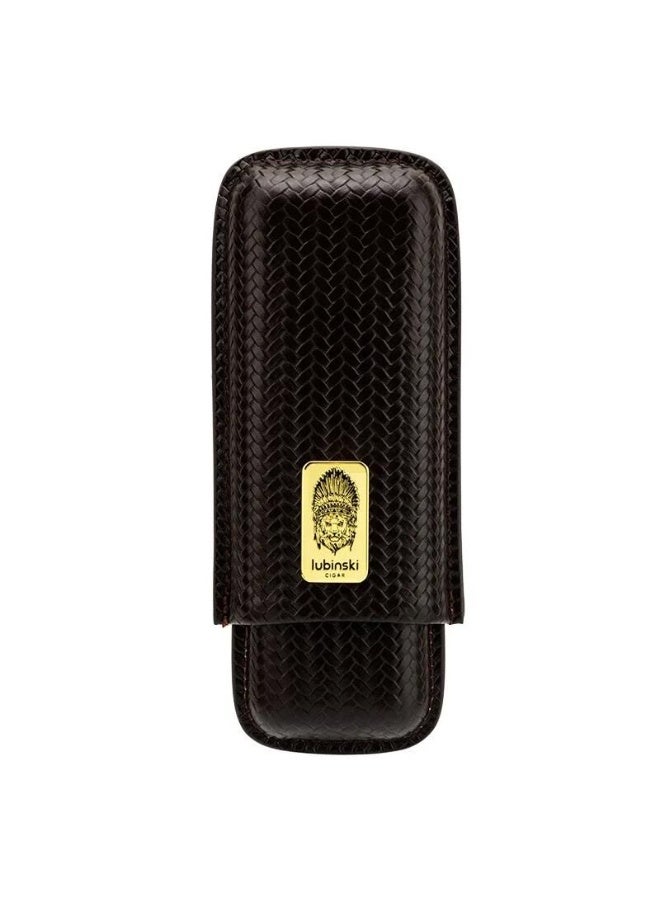 LUBINSKI Portable Travel case Box Premium brown leather capacity 2 - Image 1