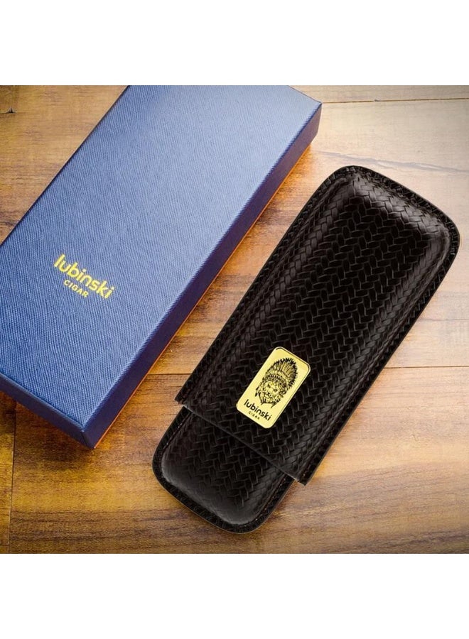 LUBINSKI Portable Travel case Box Premium brown leather capacity 2 - Image 2