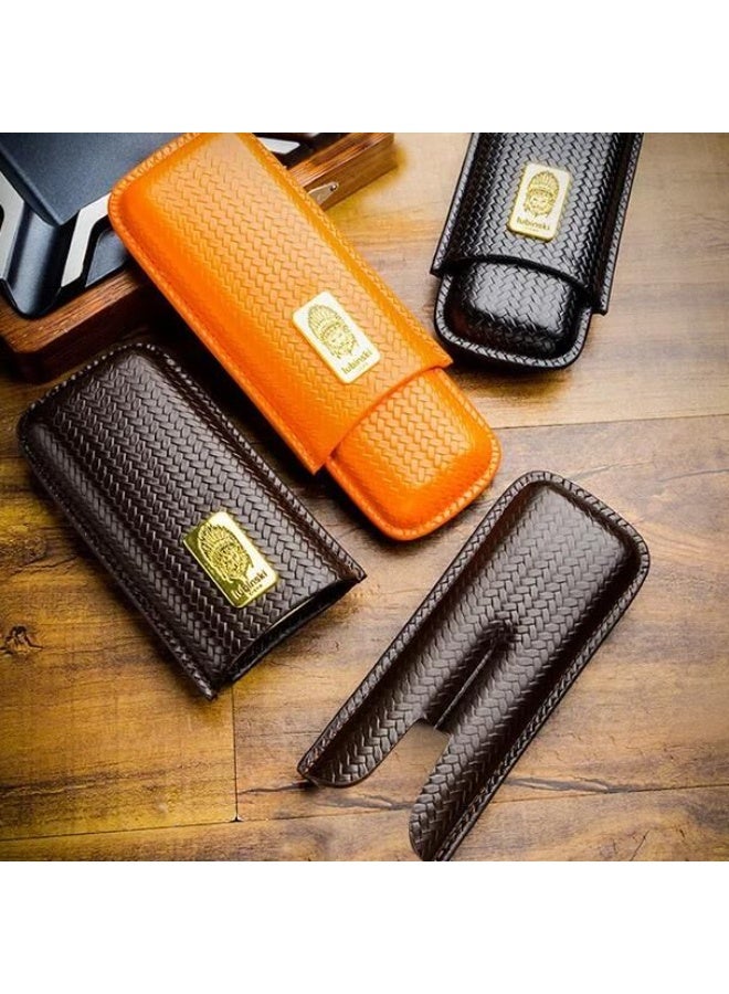 LUBINSKI Portable Travel case Box Premium brown leather capacity 2 - Image 4