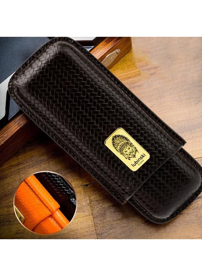 LUBINSKI Portable Travel case Box Premium brown leather capacity 2 - Image 3