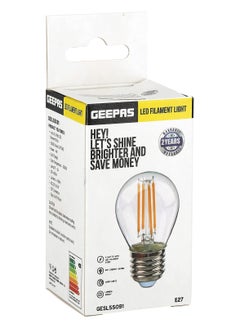GEEPAS Geepas GESL55091 LED Filament Light | 4W Power | Warm white | 15000 Hrs Lifetime | 3000k Color Temperature | 400lm Lumens | E27 Base Connector | CRI>80Ra  - Image 1