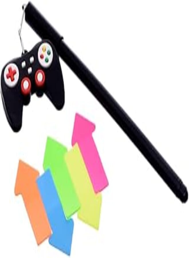 Winbook WN-NF03 Super Sticky Tabs Arrow Shape Pack of 5 Blocks 10 Sheets Per Block Assorted Colors with Cute Blue Ink Pen for Messages, Notes and Tasks - Multi Color