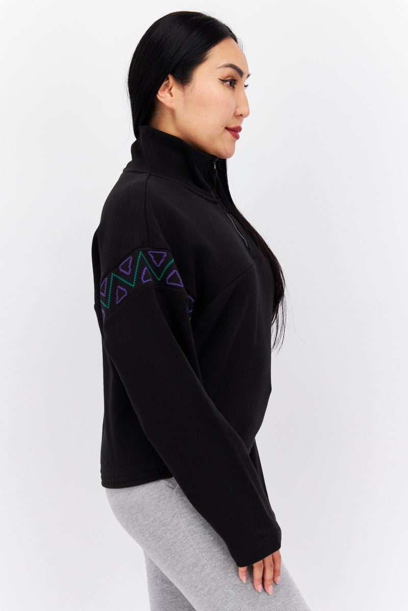 PUMA سويت شيرت رياضي نسائي بأكمام طويلة، أسود - Image 2