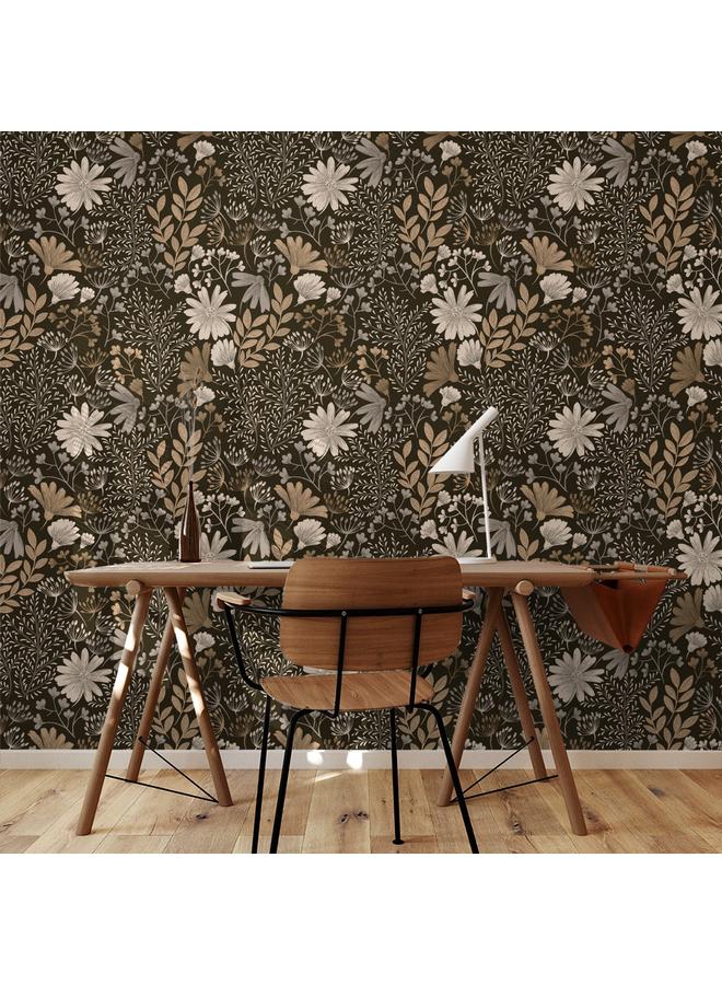 Bluejw Watercolor Flowers Chrysanthemum, Sunflower Self-adhesive Wallpaper Foreign Trade Hot-selling Wallpaper Removable Dormitory Transformation - Image 2