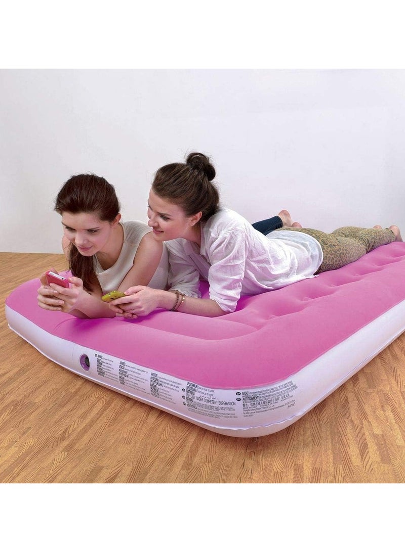 Jilong Easigo 2 Man Camping Bed 190x135x22cm Air Mattress Plush Air Bed Guest Bed Travel Bed Pink - Image 2