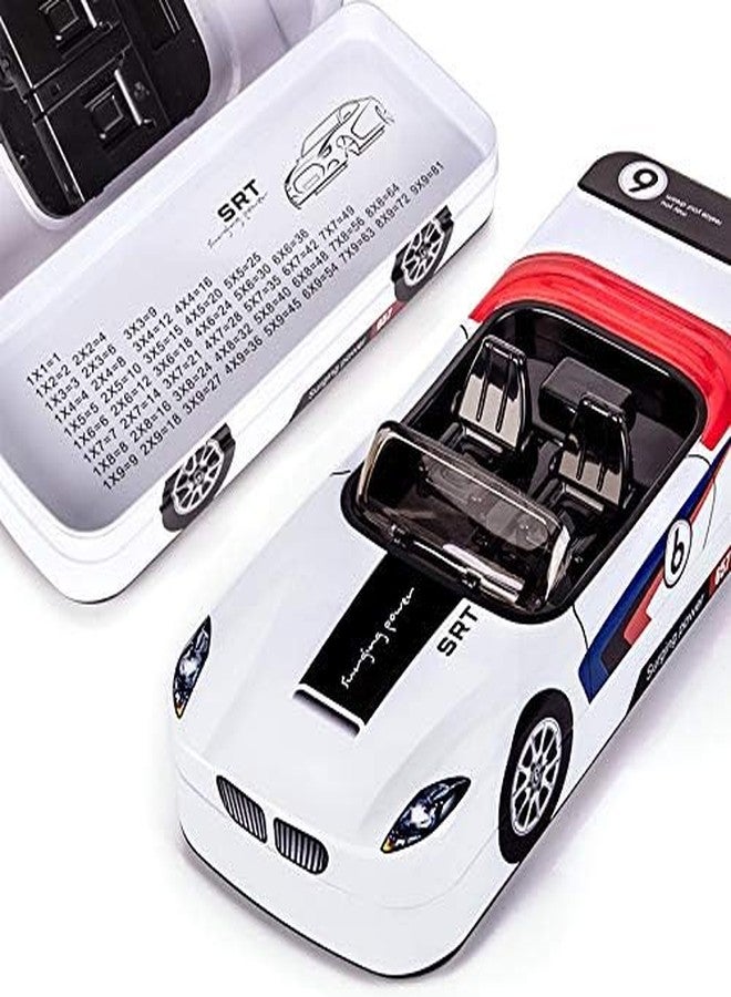 RETRIX Stylish Metal Racing Car Shape Pencil Box for Kids - Double Layer Metal Pencil Case for Kids Boys/Pencil Case for Students,Birthday Return Gift for Student (White) - Image 2