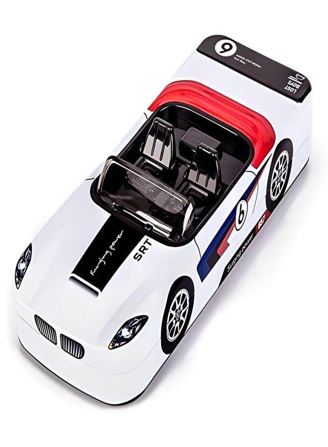RETRIX Stylish Metal Racing Car Shape Pencil Box for Kids - Double Layer Metal Pencil Case for Kids Boys/Pencil Case for Students,Birthday Return Gift for Student (White) - Image 1