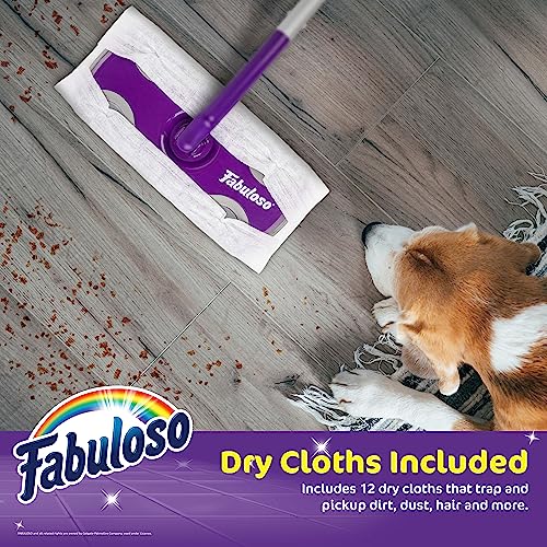 Fabuloso Dry and Wet Sweeper, 2-in-1 Floor Dust Mop for Dry Sweeping and Light Wet Mopping, Lightweight Aluminum Handle, Swivel Low-Profile Head, Bonus 12 Dry Pads Included - Image 2